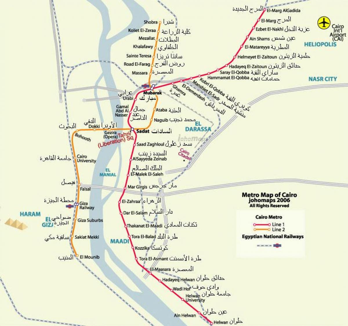 cairo tàu điện ngầm bản đồ 2016